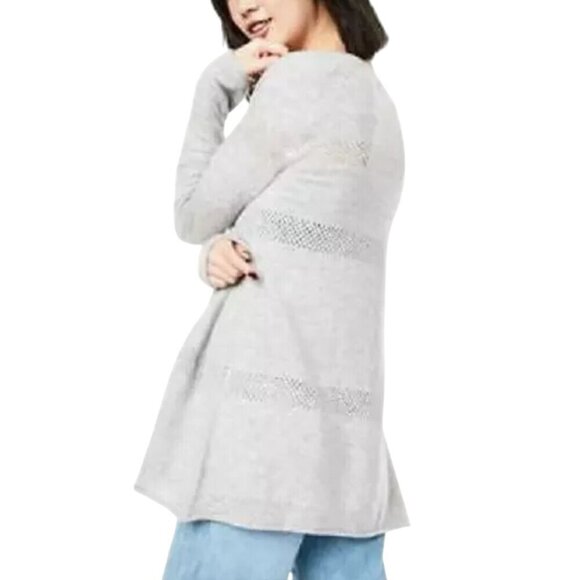 Charter Club Gray 100% Cashmere Lightweight Open Front Cardigan Sweater Size L - Picture 4 of 8